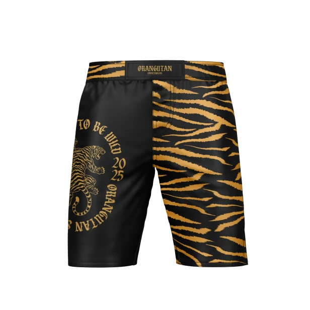 WIZUALIZACJA SPODENKI LUŹNE MMA CZARNO ZŁOTE ORANGUTAN DAWID PRZÓD.png